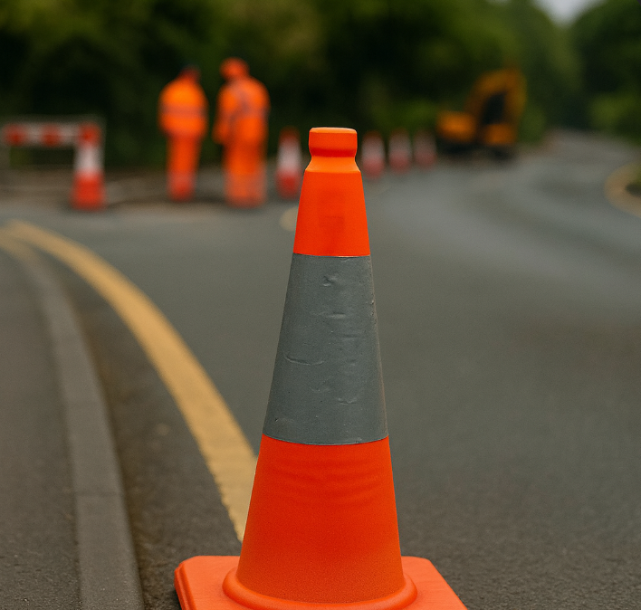 410 mm (16″) Collapsible High-Visibility Safety Cone – Solid Base, Reflective Band, Compact Design