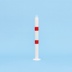High-Visibility 76mm Steel Bollard – Bolt-Down | White with Red Reflective Bands | Impact & Traffic Protection