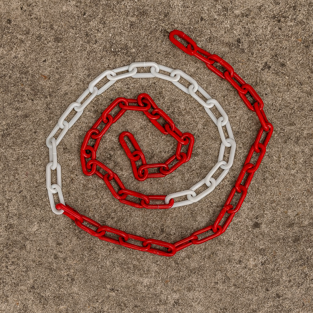 Heavy-Duty White & Red Removable Security Post with Chain Set