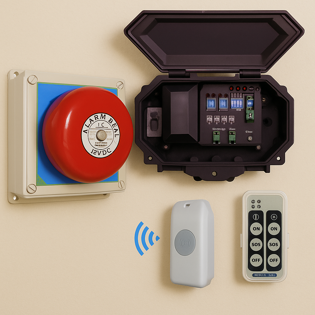 Wireless Commercial Bell Kit – Push Button, Loud Adjustable Bell & Extra Chime Receiver