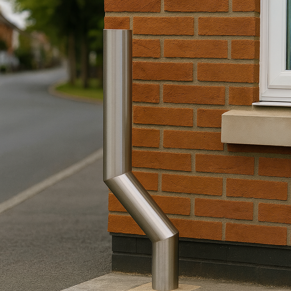 1100mm Cranked Safety Bollard – Above-Ground, Impact-Resistant Steel Barrier for Pathways & Car Parks