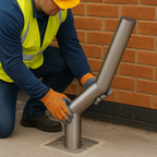 1100mm Cranked Safety Bollard – Above-Ground, Impact-Resistant Steel Barrier for Pathways & Car Parks
