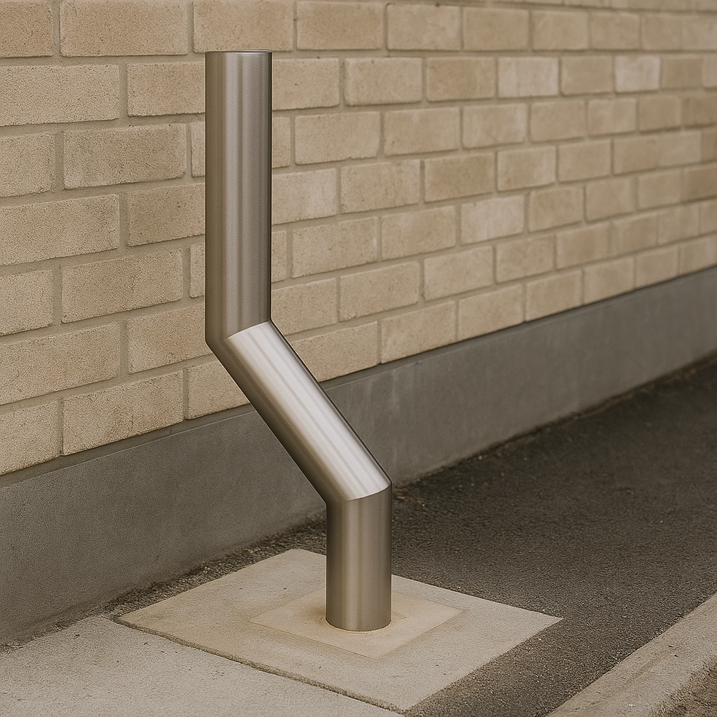 1100mm Cranked Safety Bollard – Above-Ground, Impact-Resistant Steel Barrier for Pathways & Car Parks