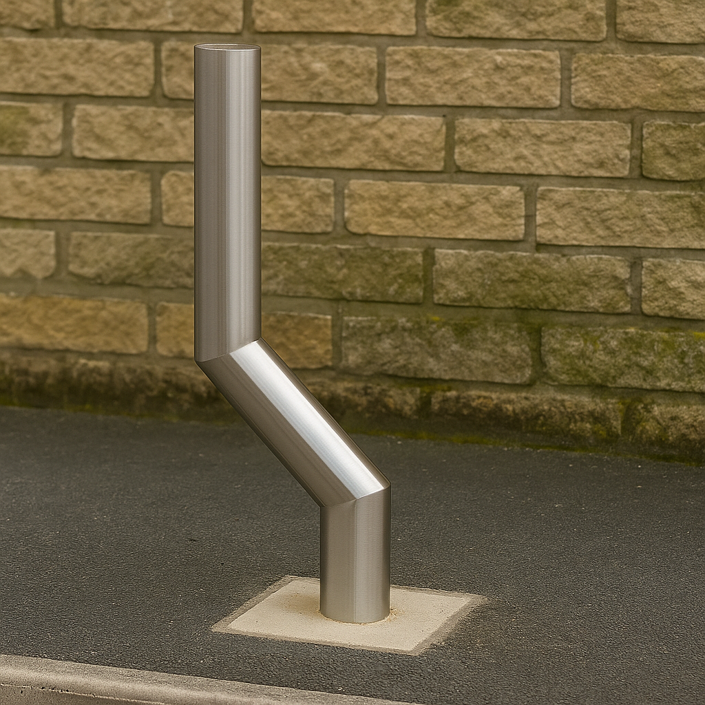 1100mm Cranked Safety Bollard – Above-Ground, Impact-Resistant Steel Barrier for Pathways & Car Parks