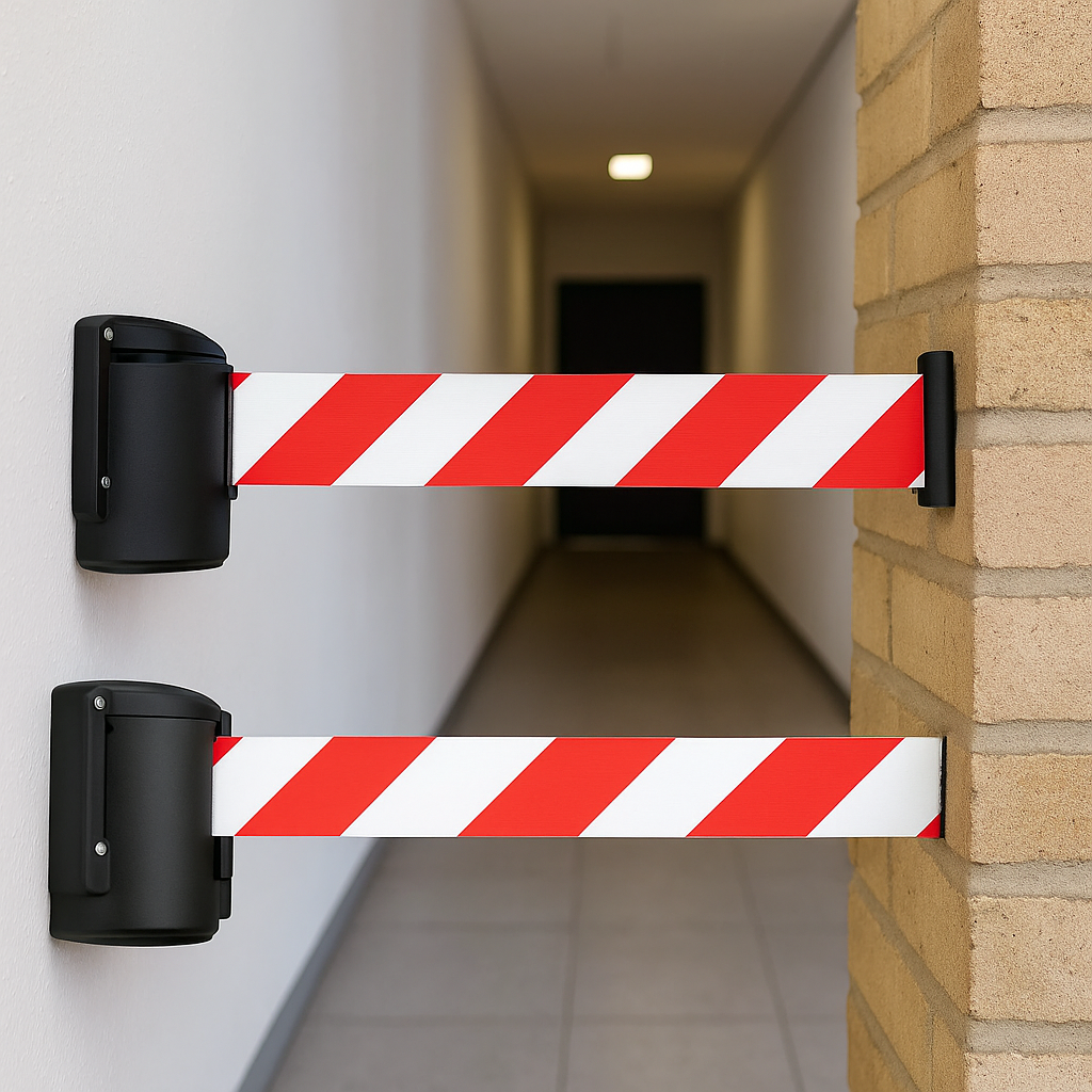 Wall-Mounted Retractable Belt Barrier – 5m Safety Queue Management System