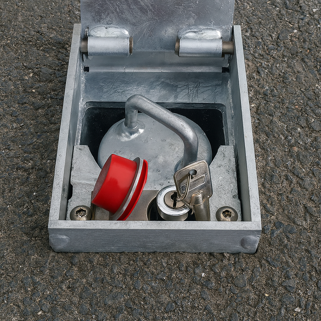 500mm Retractable Telescopic Parking Bollard – Padlockable Security Post for Driveways, Car Parks & Commercial Access Control