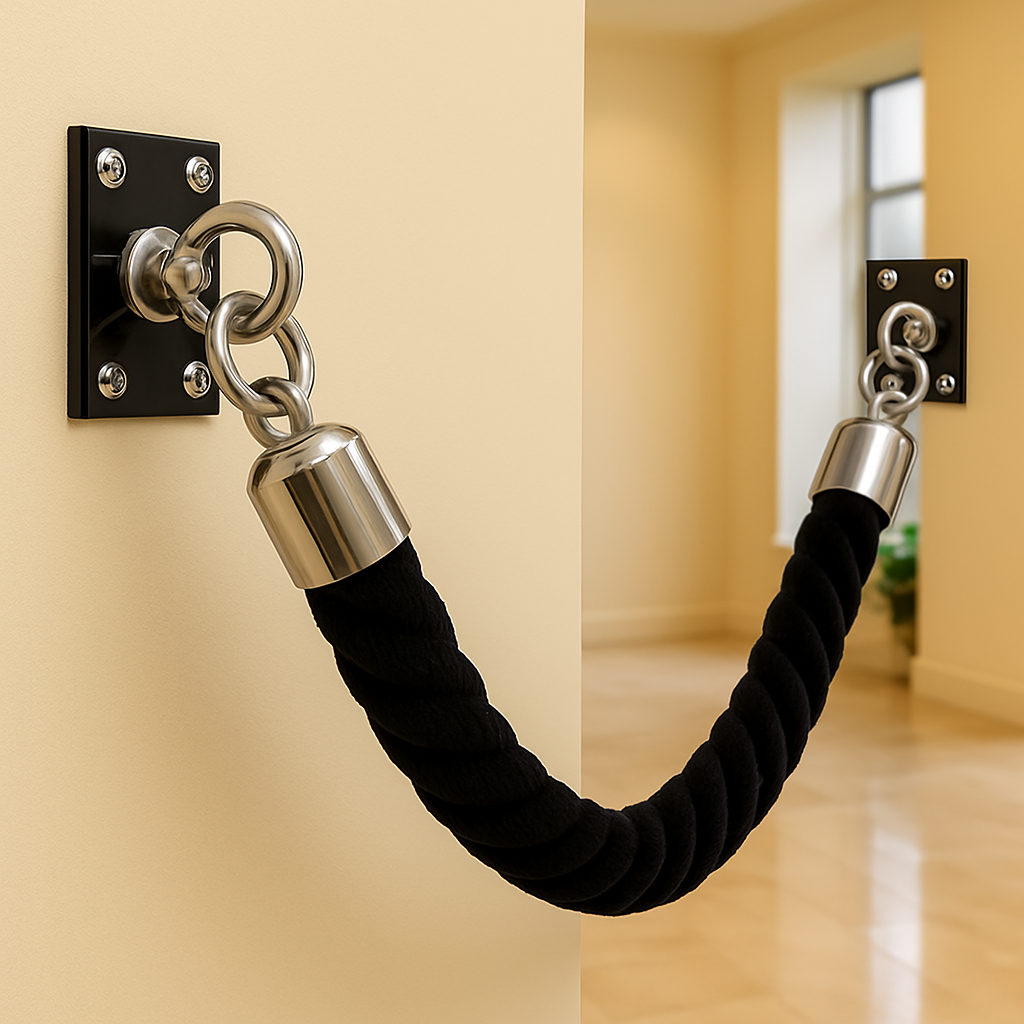 Polished Chrome Wall Plate for Rope Barriers – Stylish & Secure Mounting Solution