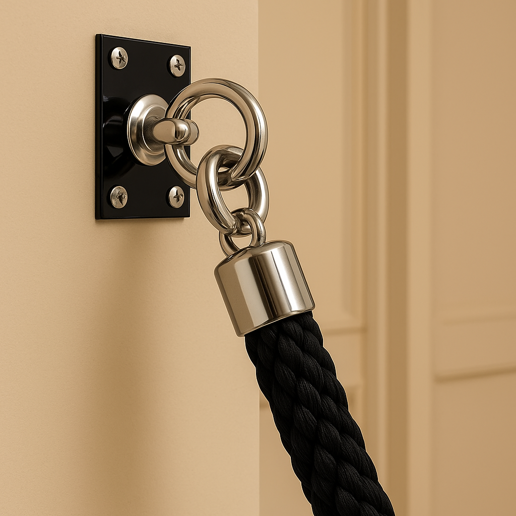 Polished Chrome Wall Plate for Rope Barriers – Stylish & Secure Mounting Solution