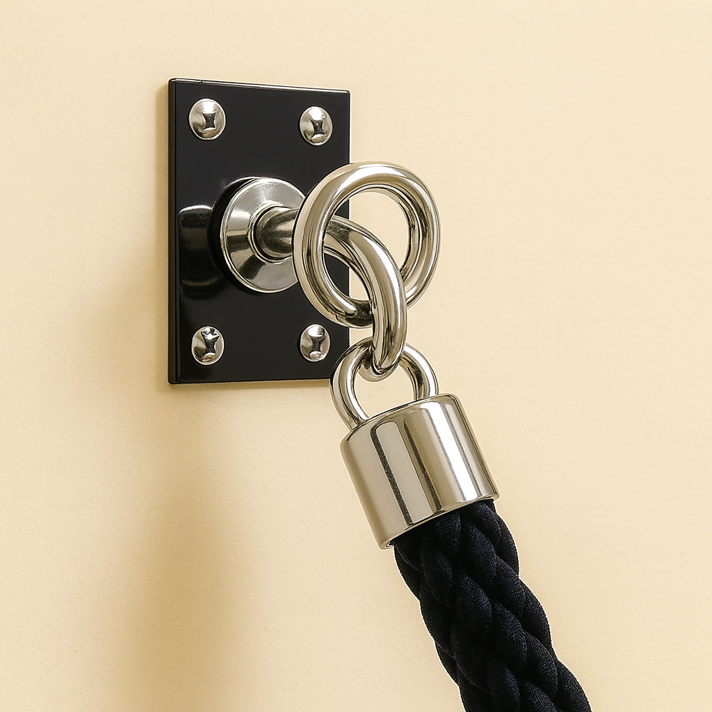Polished Chrome Wall Plate for Rope Barriers – Stylish & Secure Mounting Solution