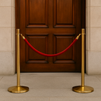Prestige Heavy-Duty Metal Queue Barrier Post – 5 kg Weighted Base | Brass or Chrome Finish