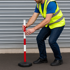Heavy-Duty Red & White Safety Guide Post – 900 mm with Cap & Reinforced Strut Base
