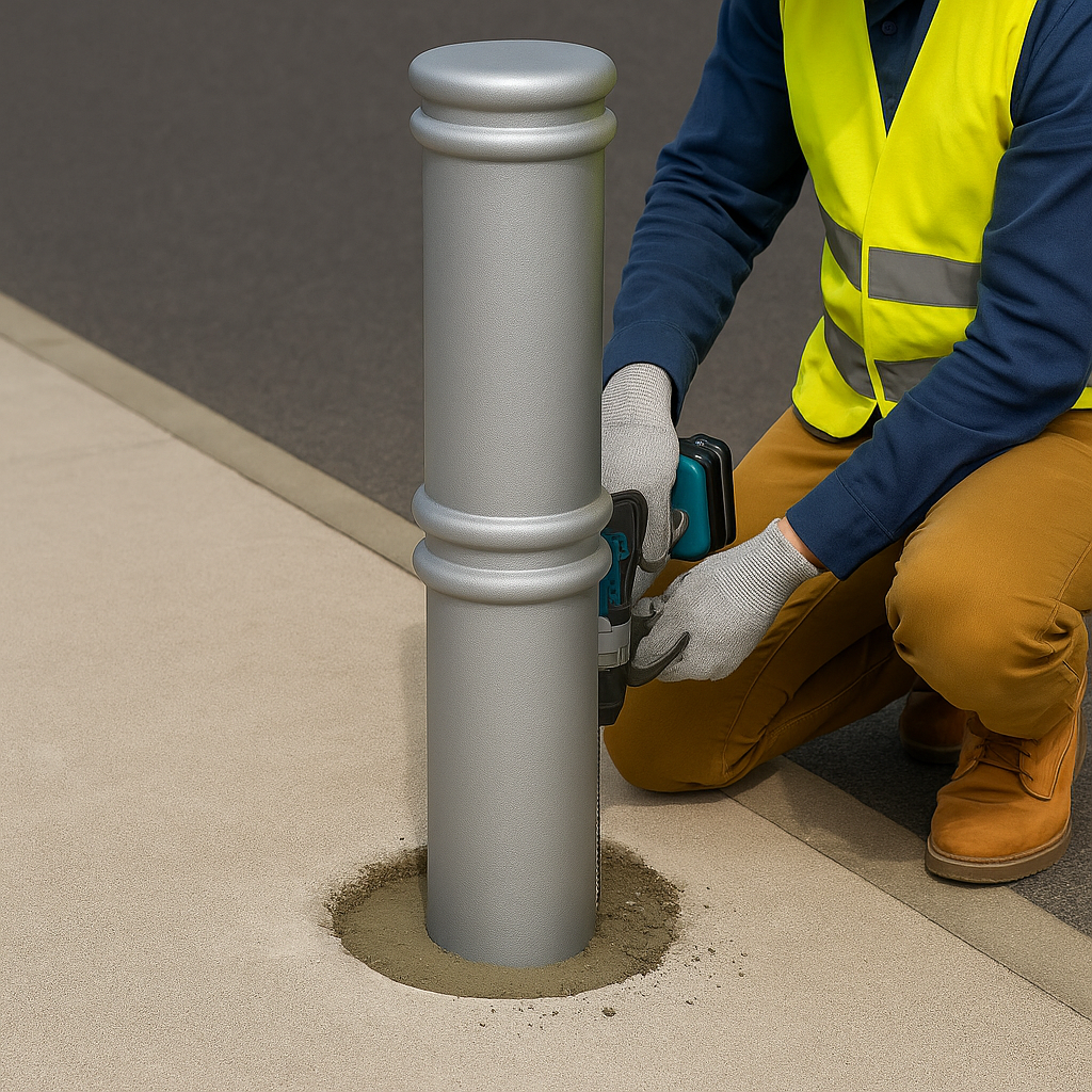 Bollogrid Ornamental Steel Bollard – 900mm | Decorative Anti-Ram Security Post for Driveways, Storefronts & Public Spaces