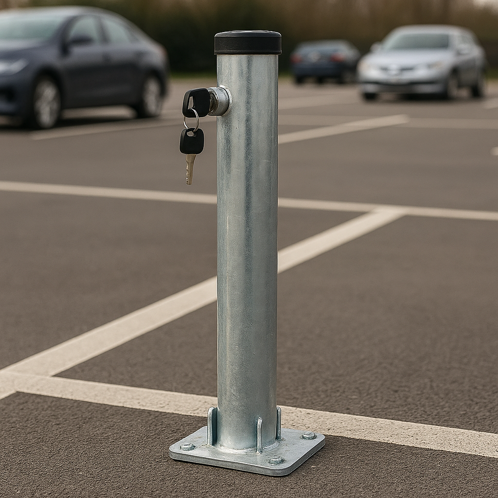 750mm Lockable Hinged Parking Post – Heavy-Duty Fold-Down Bollard with Key Lock