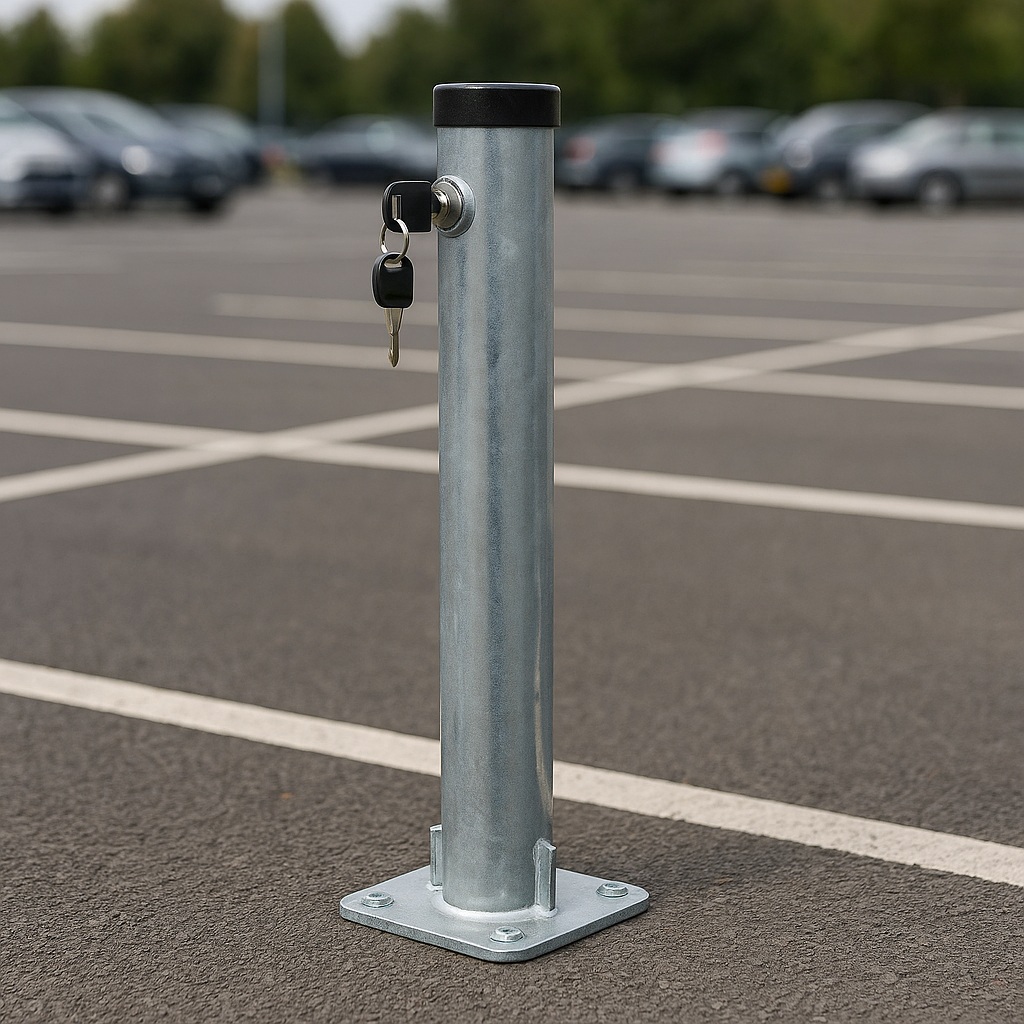 750mm Lockable Hinged Parking Post – Heavy-Duty Fold-Down Bollard with Key Lock