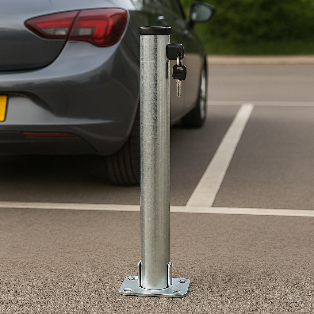 750mm Lockable Hinged Parking Post – Heavy-Duty Fold-Down Bollard with Key Lock