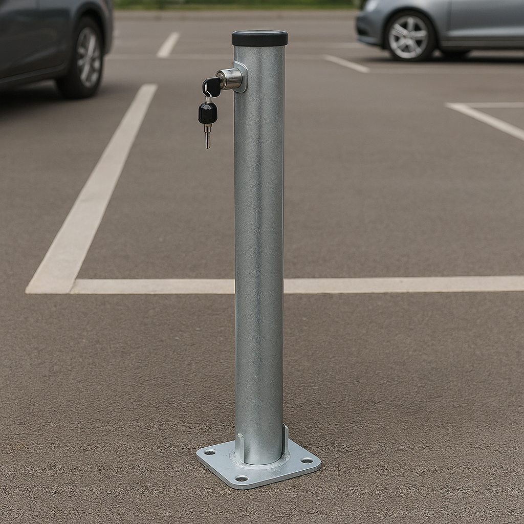 750mm Lockable Hinged Parking Post – Heavy-Duty Fold-Down Bollard with Key Lock