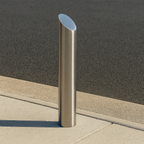 Stainless Steel Curved Edge Top Bollard – 1000mm Above Ground | 60mm–168mm Diameter | Sleek Anti-Ram Protection