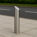 Stainless Steel Curved Edge Top Bollard – 1000mm Above Ground | 60mm–168mm Diameter | Sleek Anti-Ram Protection