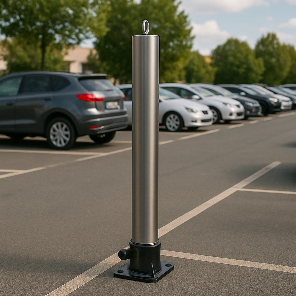 Large Stainless Steel Fold-Down Security Post with Top Eyelet