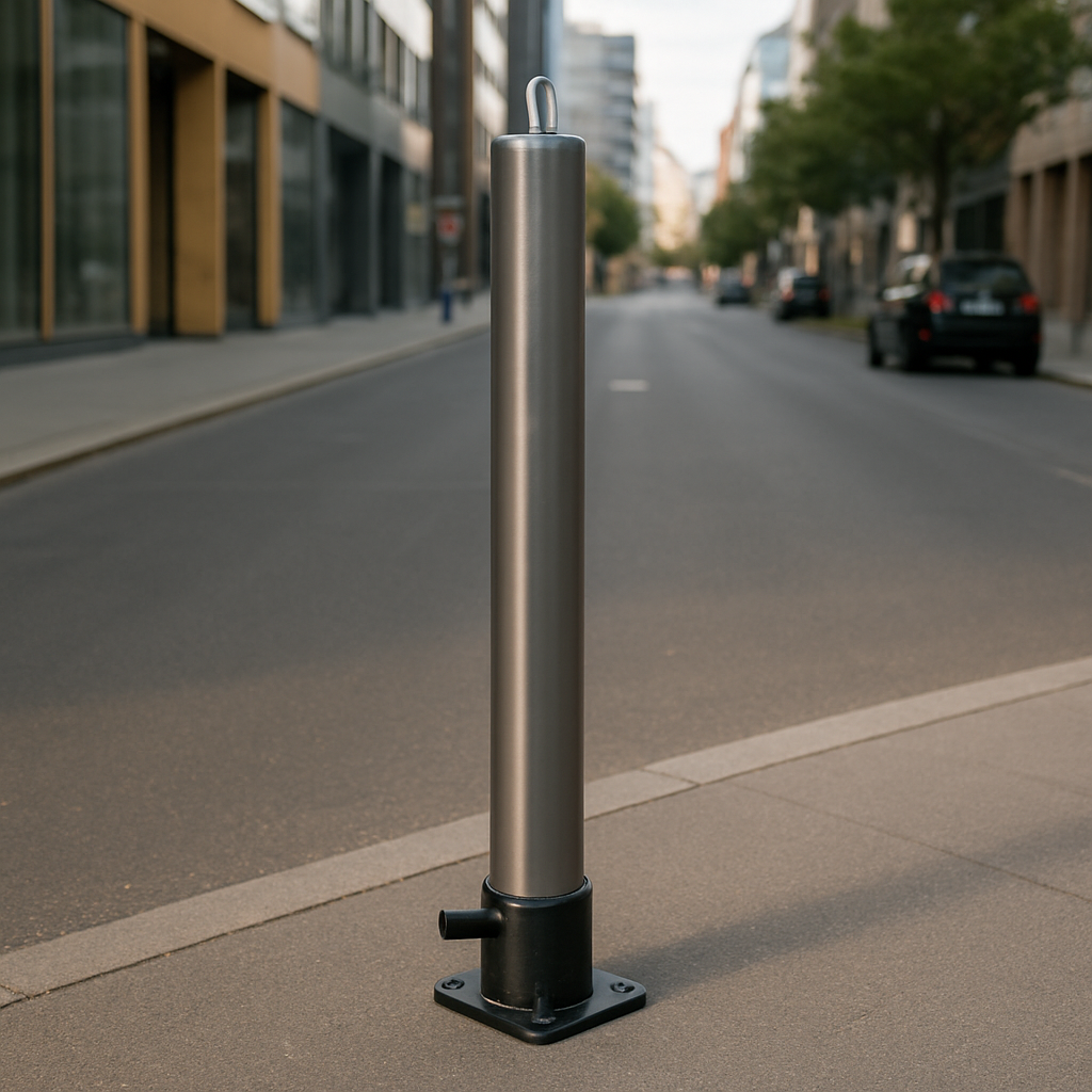 Galvanised Fold-Down Parking Post with Integral Lock & Eyelet
