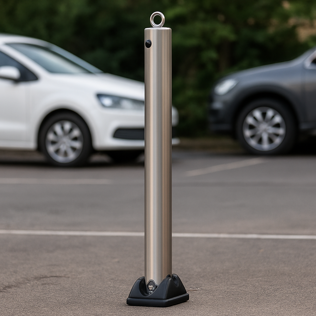 Large Stainless Steel Fold-Down Security Post with Top Eyelet