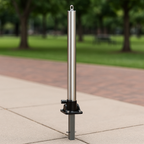 Stainless Steel Fold-Down Parking Post with Ground Spigot & Chain Eyelet