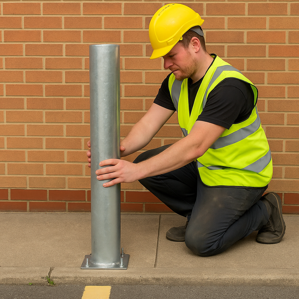 Heavy-Duty Galvanised Steel Bollard – 750mm Above Ground | Fixed Security Post for Vehicle Protection
