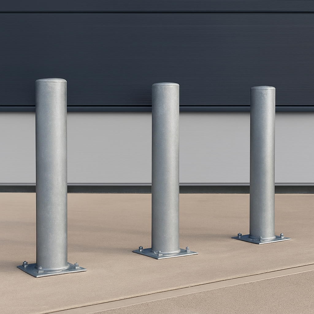 Heavy-Duty Galvanised Steel Bollard – 750mm Above Ground | Fixed Security Post for Vehicle Protection