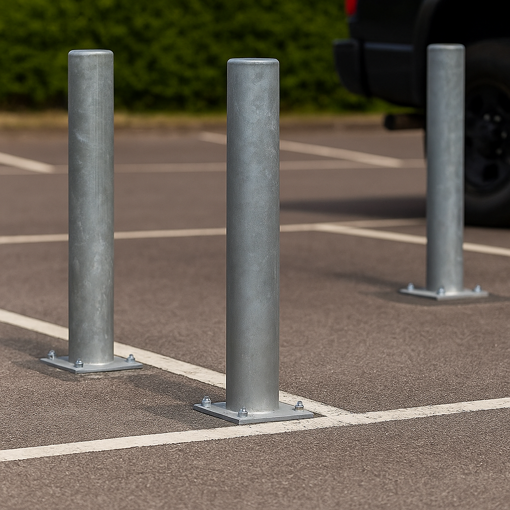 Heavy-Duty Galvanised Steel Bollard – 750mm Above Ground | Fixed Security Post for Vehicle Protection
