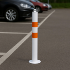 76mm Steel Bollard – White & Orange Bolt-Down Static Post