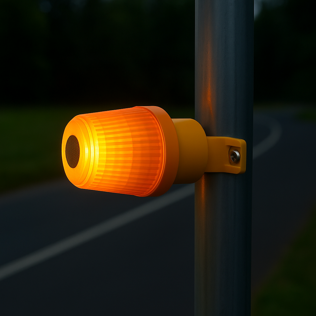 High-Visibility Red LED Traffic Warning Light – Photocell Sensor & Flashing Mode | Cone Mountable