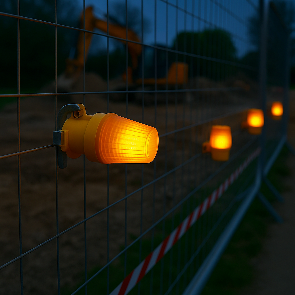 Heavy-Duty Vertical Mount LED Site Safety Lamp – Amber Lens | Flashing or Steady Mode | Impact-Resistant | IP54 Weatherproof