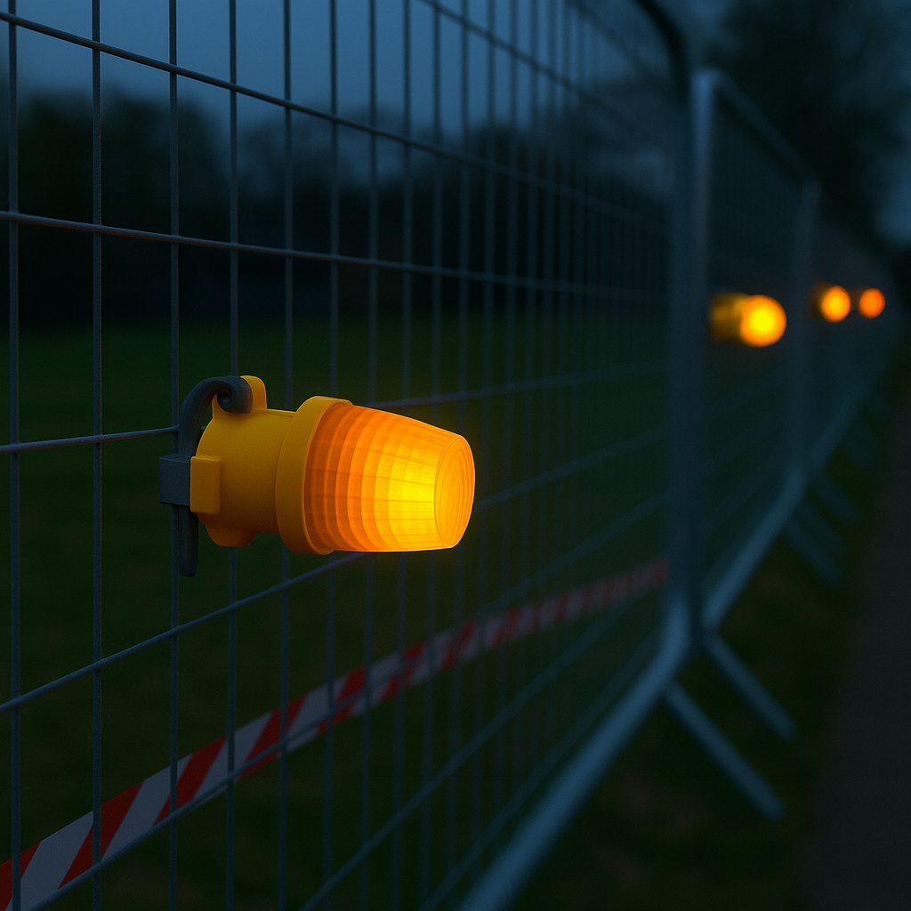 Heavy-Duty Vertical Mount LED Site Safety Lamp – Amber Lens | Flashing or Steady Mode | Impact-Resistant | IP54 Weatherproof