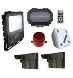 Protect-800 Wireless Driveway Alarm with Security Floodlight, Adjustable Siren, and Indoor/Outdoor Receivers