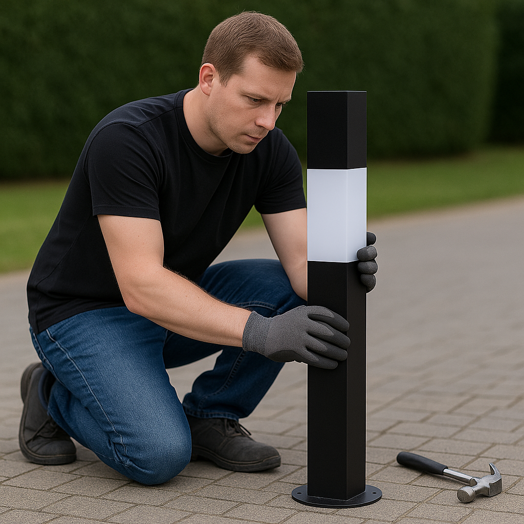 Heavy-Duty Square Fixed Bollard – 1000mm Height | 50–150mm Width | Galvanised Steel with Black & White Finish | Concrete-In Installation