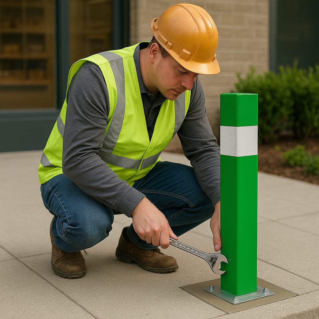 Heavy-Duty Removable Green Security Post – Lockable Anti-Theft Bollard with Padlock & Ground Spigot