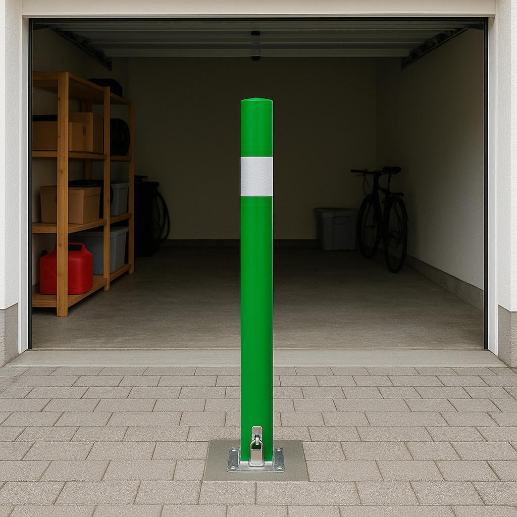 Heavy-Duty Green Removable Security Post with 2 Ground Spigots