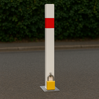White & Red Removable Security Post with 2 Ground Bases