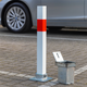 White & Red Removable Security Post with 2 Ground Bases