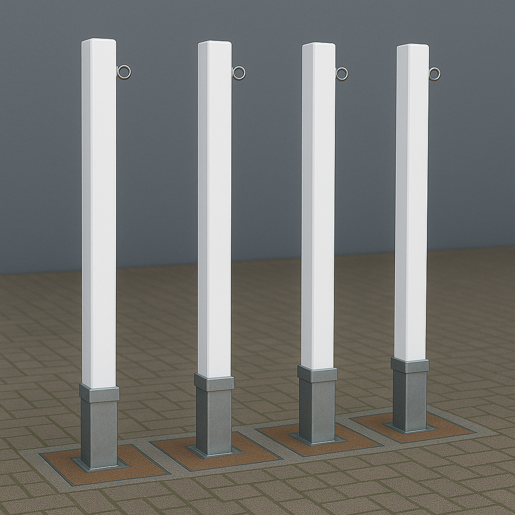Heavy-Duty White Removable Parking Bollard with Chain Eyelet – Anti-Theft Driveway Security Post