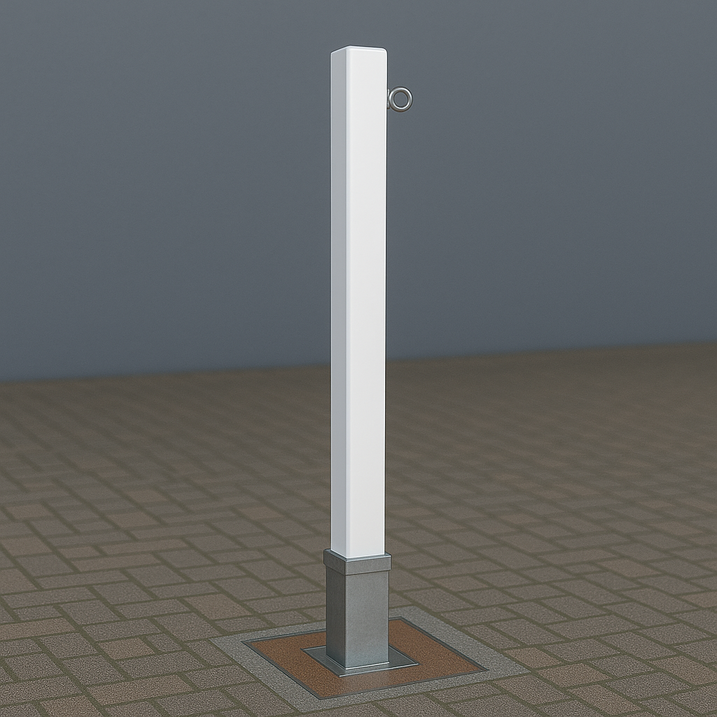 Heavy-Duty White Removable Parking Bollard with Chain Eyelet – Anti-Theft Driveway Security Post