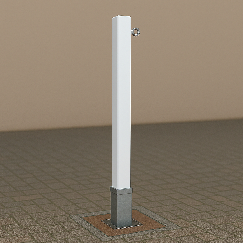 Heavy-Duty White Removable Parking Bollard with Chain Eyelet – Anti-Theft Driveway Security Post