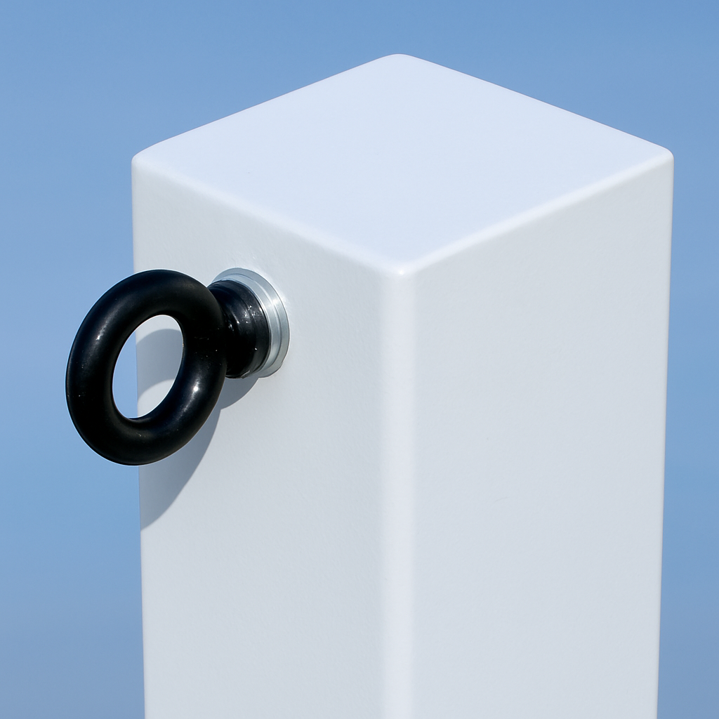Heavy-Duty White Removable Parking Post with Right-Side Chain Eyelet – Anti-Theft Security Bollard for Driveways & Car Parks