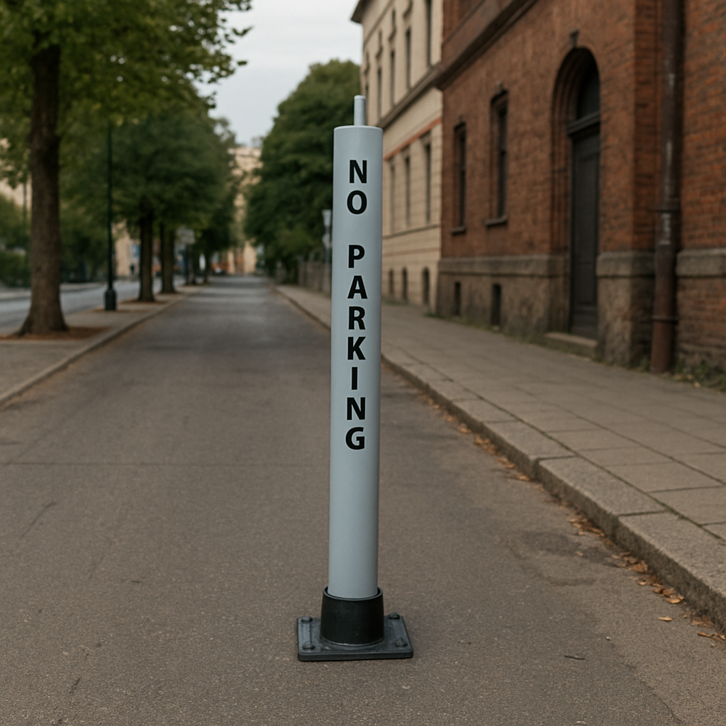 Large White Fold Down Steel Security Post