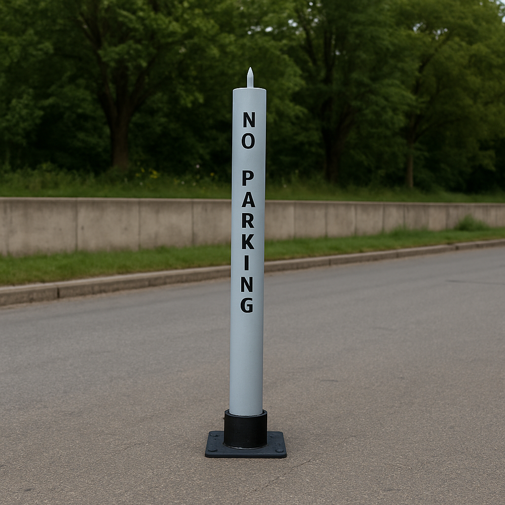Large White Fold Down Steel Security Post