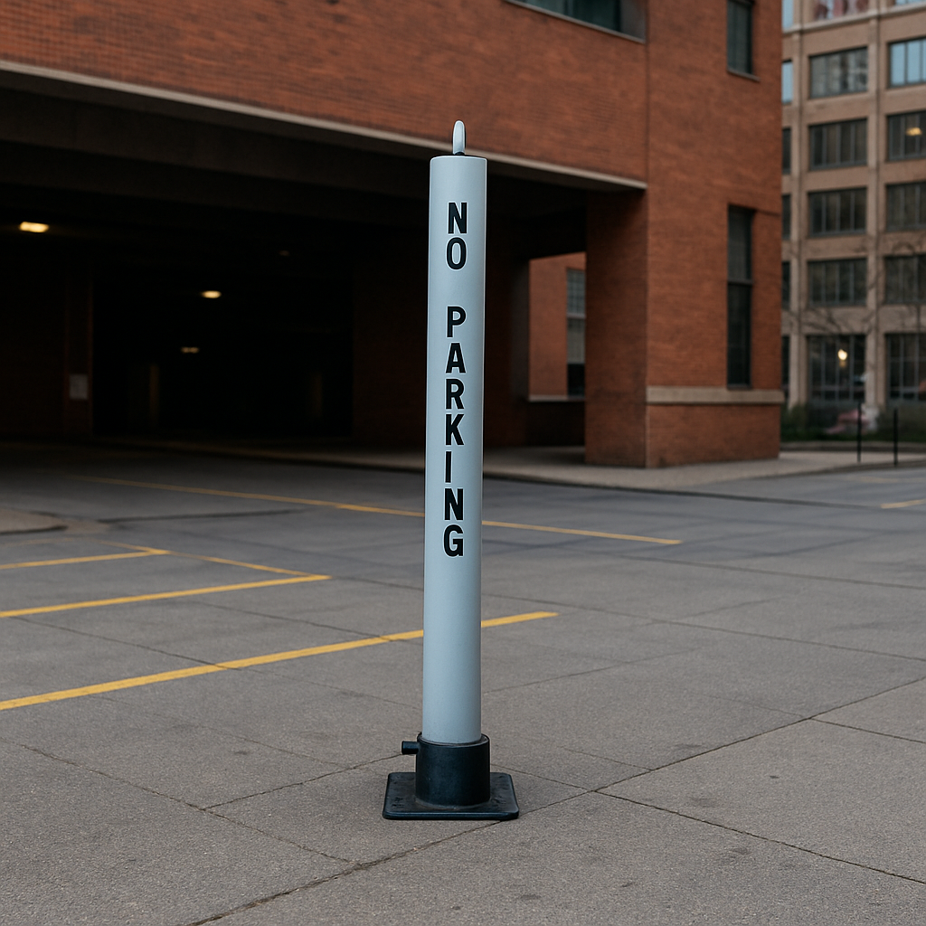 Large White Fold Down Steel Security Post