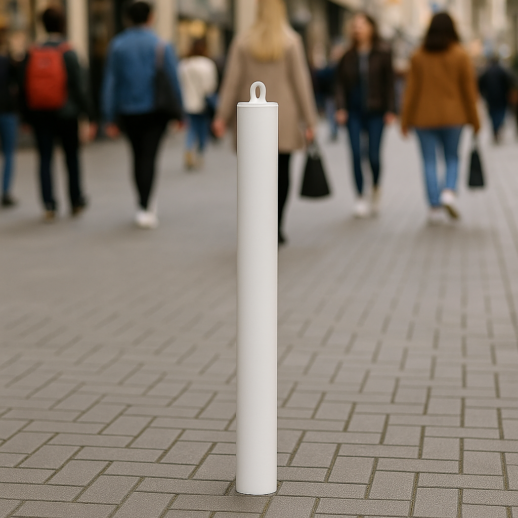 Heavy-Duty 900mm Steel Bolt-Down Bollard with Chain Eyelet – Anti-Ram, Weather-Resistant, Ideal for Car Parks & Property Protection
