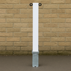 Heavy-Duty White Removable Parking & Security Post with 2 Black Chain Eyelets