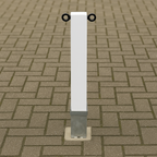 Heavy-Duty White Removable Parking & Security Post with 2 Black Chain Eyelets