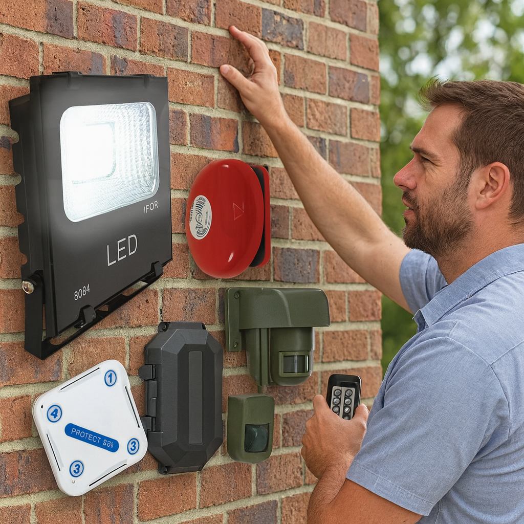 Floodlight Long Range Driveway PIR Alarm with Outdoor & Indoor Receiver